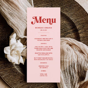 Red and Pink Valentine Wedding Menu