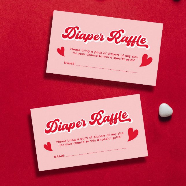 Red and Pink Valentines Baby Shower Diaper Raffle Enclosure Card (Creator Uploaded)