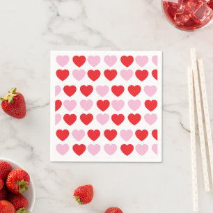 Red and Pink Valentines Day Hearts Napkin