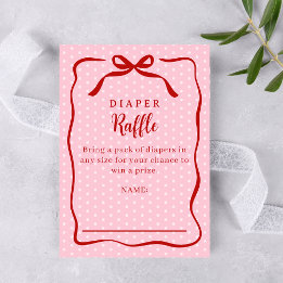 Red and Pink Valentines Diaper Raffle Baby Shower Enclosure Card