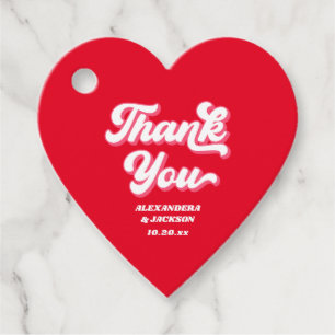 Red and Pink Valentines Wedding Thank You Favour Tags