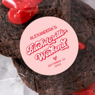 Red and Pink Vegas Bachelorette Party Classic Round Sticker