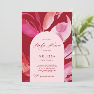 Red and Pink Watercolor Baby Shower Invitation