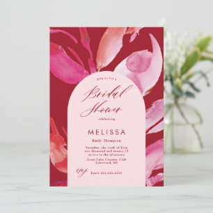 Red and Pink Watercolor Bridal Shower Invitation