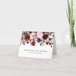 Red and Pink Watercolor Floral Custom Thank You Card