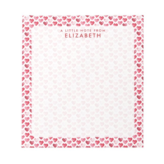 Red and Pink Watercolor Heart Notepad (Front)