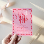 Red And Pink Wave Save The Date Invitation<br><div class="desc">This is modern pink and red save the date featuring a bold calligraphy font and wavy rectangle. Edit ALL colours and most* wording ("save the date", "and", "formal invitation to follow" are not editable // For matching items, please visit the "DELILAH" collection in the Sincerely By Nicole Zazzle store. *...</div>