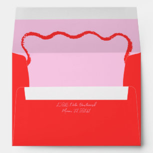 Red and Pink Wavy Squiggle Wedding Invitation  Envelope