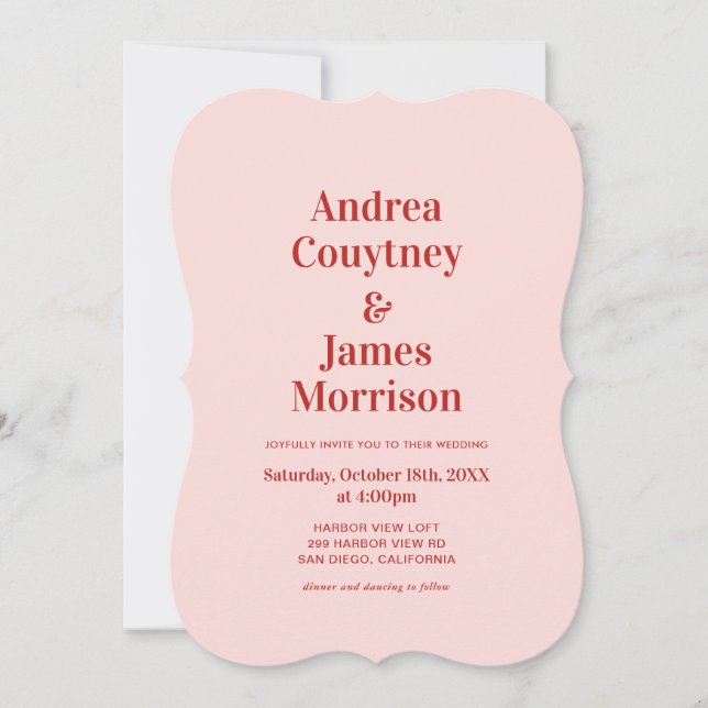 Red and Pink Wedding  Invitation (Front)