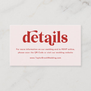 Red and Pink Wedding Website Enclosure Card
