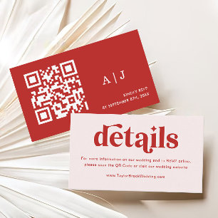Red and Pink Wedding Website Enclosure Card