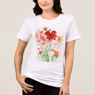 Red and Pink Wildflowers Tri-Blend Shirt