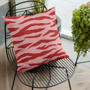 Red And Pink Zebra Pattern Cushion