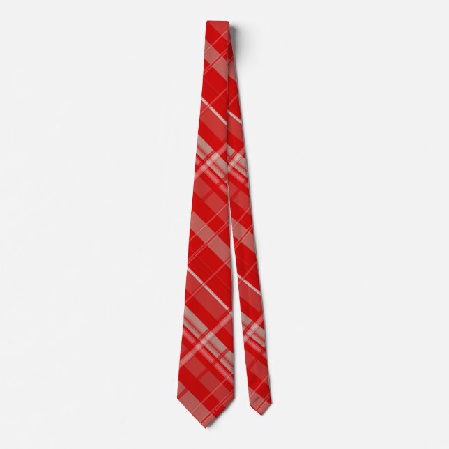 Red and Platinum Plaid Tie (Front)