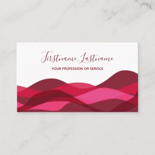 Red and purple abstract waves calligraphy business business card