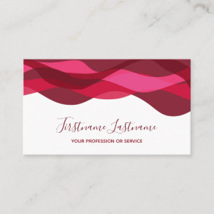 Red and purple abstract waves calligraphy business card