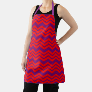 Red and Purple Chevron Pattern Design Apron