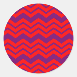 Red and Purple Chevron Pattern Design Classic Round Sticker