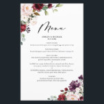 Red and Purple Fall Flowers Wedding Menu Card<br><div class="desc">Add a fall floral accent to your event's tablescape with this customisable menu card. It features watercolor burgundy,  red and blush pink flowers with foliage accents. This floral menu card is perfect for autumn weddings,  bridal showers,  baby showers and birthdays. Personalise by adding names,  date and menu details.</div>