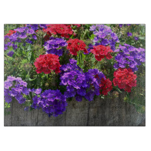 Red and Purple Floral Cutting Board