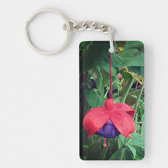 Red and purple flower key ring (Front)