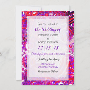 Red and Purple Fluid Art Wedding Invitation