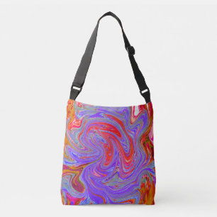 Red and Purple Groovy Abstract Retro Art Crossbody Bag