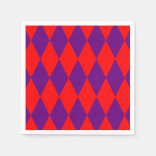 Red and Purple Harlequin Checkered Design Napkin
