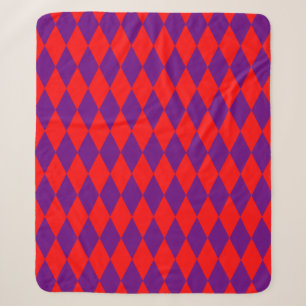 Red and Purple Harlequin Checkered Design Sherpa Blanket