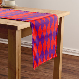 Red and Purple Harlequin Checkered Design  Short Table Runner
