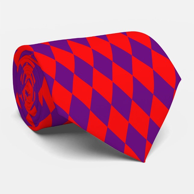 Red and Purple Harlequin Checkered Design  Tie (Creator Uploaded)