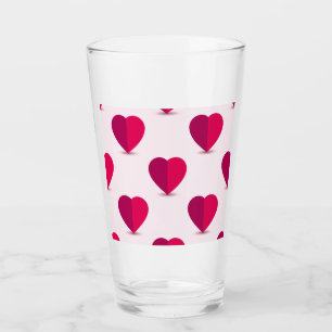 Red and Purple Hearts on a Pink Background Glass