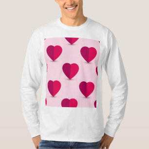 Red and Purple Hearts on a Pink Background T-Shirt