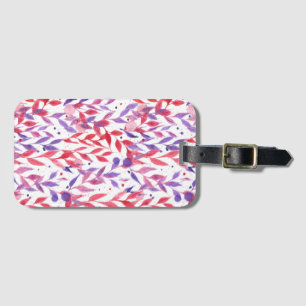 Red and Purple Palm Leaves Luggage Tag