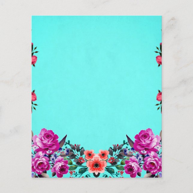 Red and purple roses turquoise Scrapbook paper (Front)