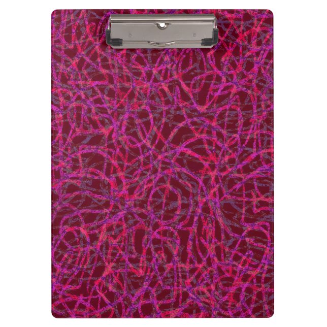 Red and purple scribbled lines pattern clipboard (Front)