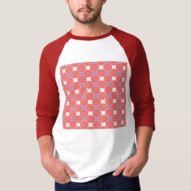 red and purple square and circle pattern T-Shirt (Front)