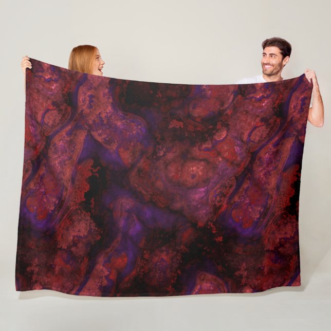 Red and Purple stone abstract Fleece Blanket (In Situ)