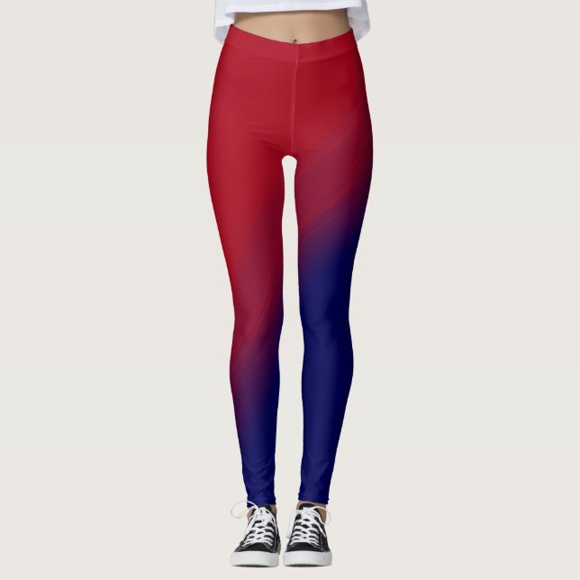 Red and Purple Waves Leggings (Front)