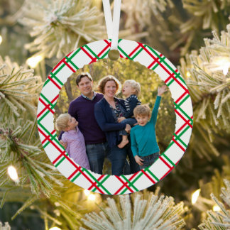 Red and Red Plaid Metal Tree Decoration