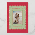 Red and Rose Gold Foil Scallop Christmas Card<br><div class="desc">Pink and Rose Gold Foil Scallop Christmas Card</div>
