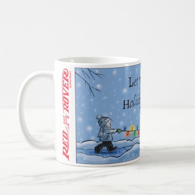 Red and Rover Holiday Snow Walking Coffee Mug (Left)