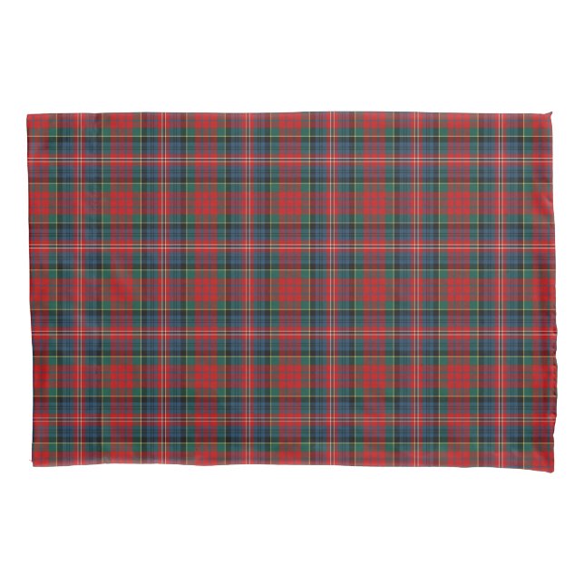 Red and Royal Blue MacPherson Clan Scottish Plaid Pillowcase (Front)