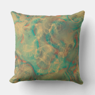 Red and Sea Green Marble abstract Cushion