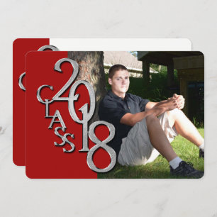 Red and Silver 2018 Graduation Invitation
