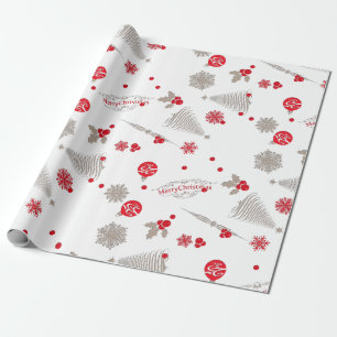 Red and Silver Christmas Matte Wrapping Paper
