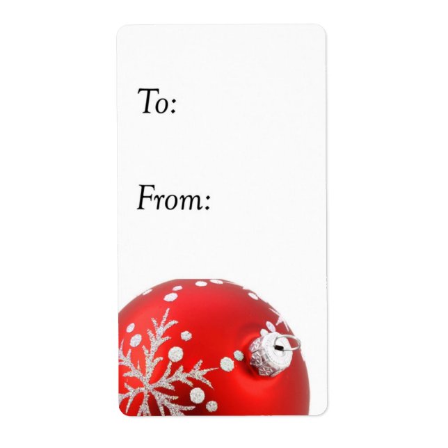 Red and Silver Christmas Ornament Gift Tag (Front)