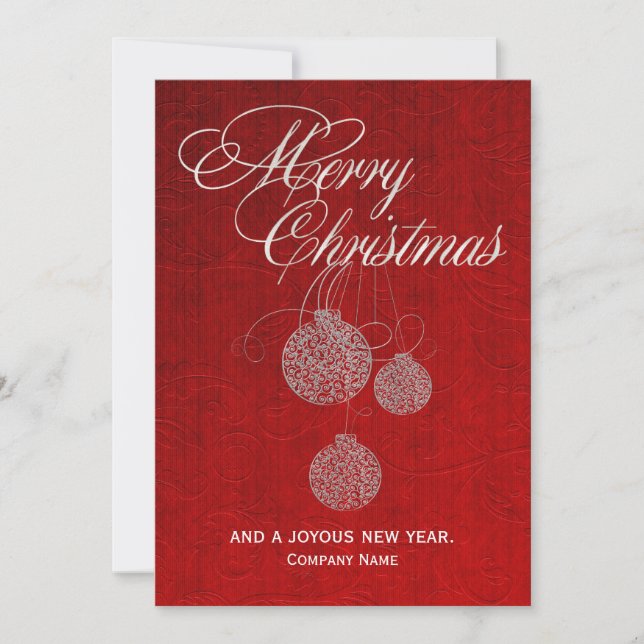 Red and Silver Corporate Christmas Greeting Card (Front)