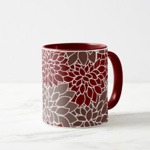 Red and silver dahlias mug