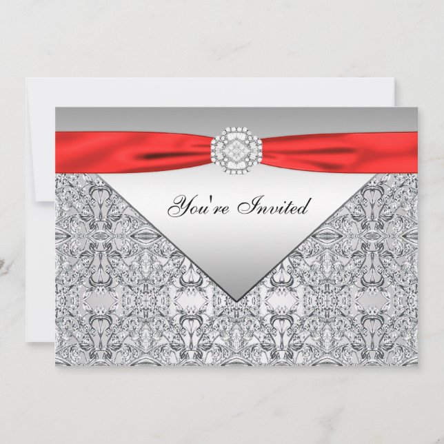 Red and Silver Elegant Red All Occasion Party Invitation (Front)
